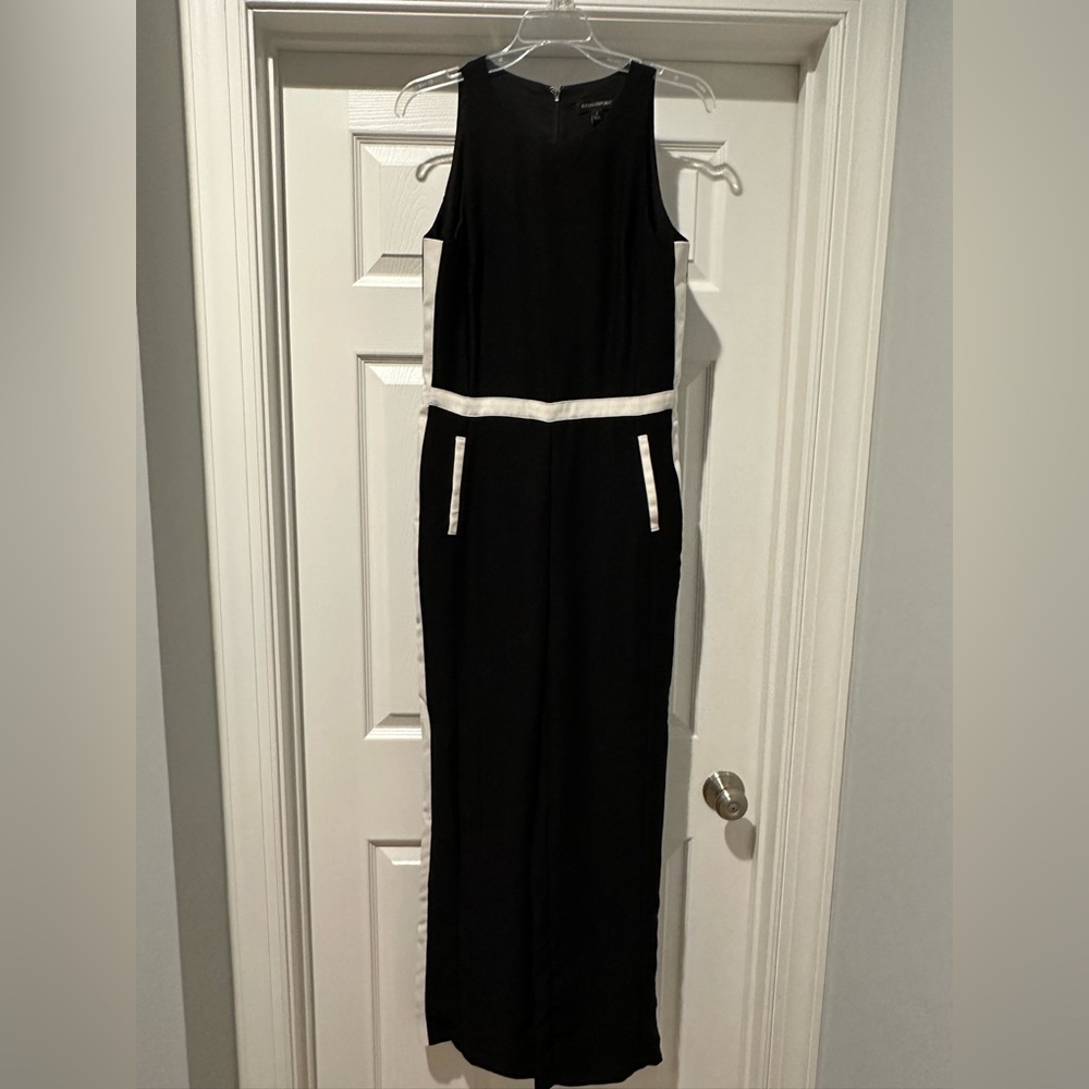 Banana Republic Black Romper with White Racing stripe down sides of legs